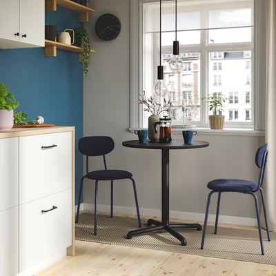 STENSELE / SANDSBERG Table and 2 chairs, anthracite/Remmarn dark blue, 70 cm
