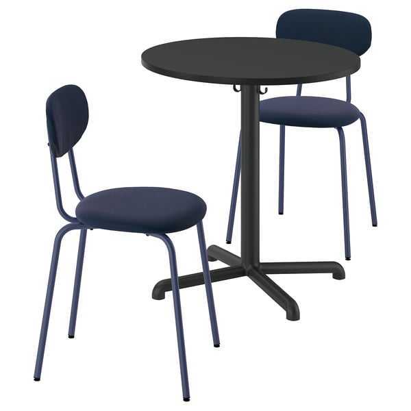 STENSELE / SANDSBERG Table and 2 chairs, anthracite/Remmarn dark blue, 70 cm