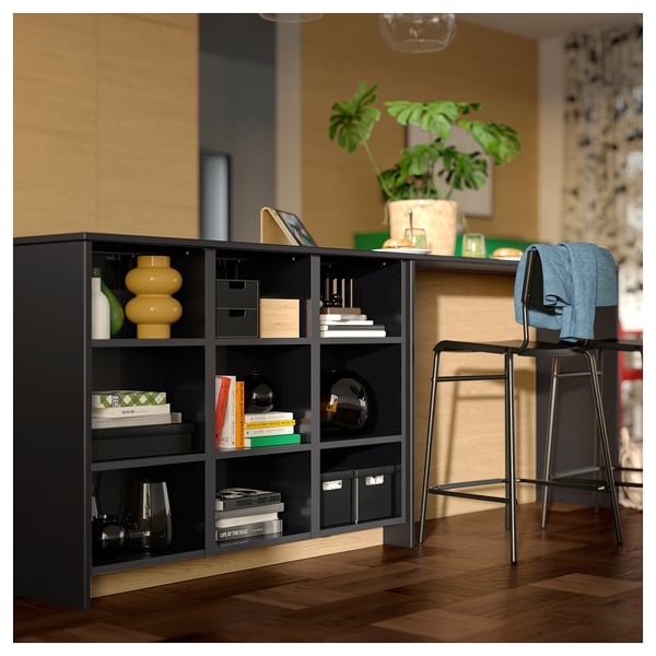 STIG Bar stool with backrest, counter height black/black, 63 cm