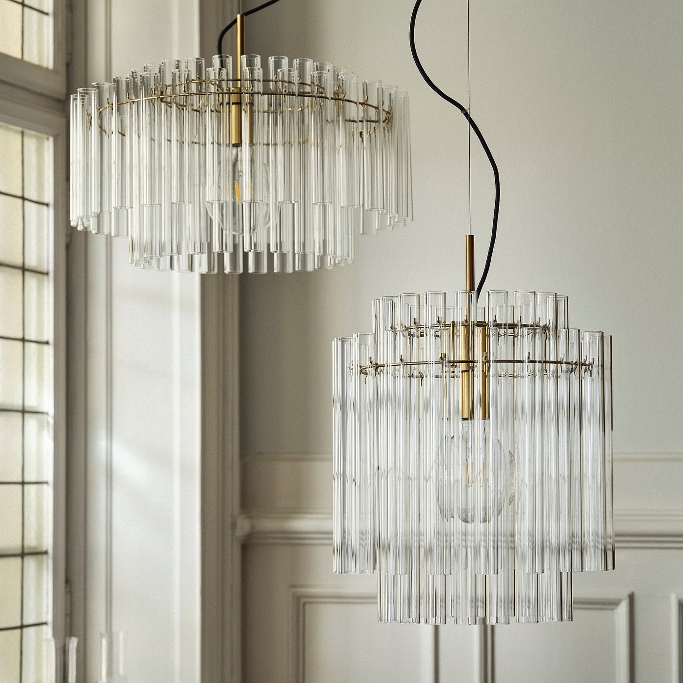 STOCKHOLM 2025 pendant lamp, glass/brass-plated, 38 cm - IKEA