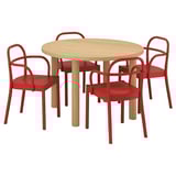 STOCKHOLM 2025 / STOCKHOLM 2025 Table and 4 chairs with armrests, oak veneer/red, 115 cm