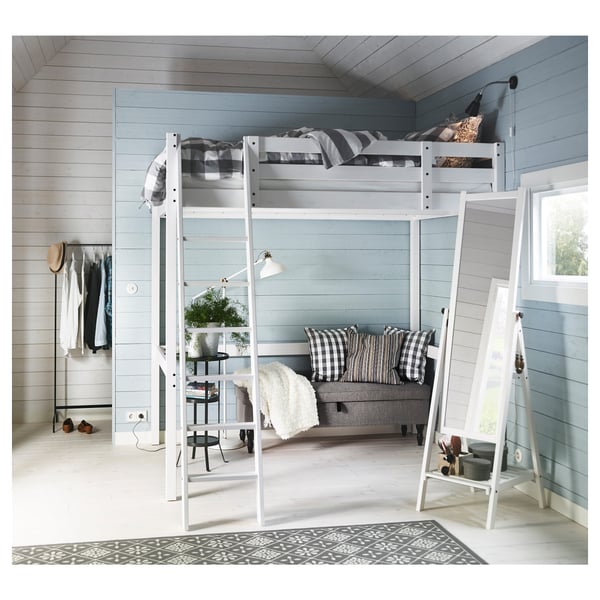 Stora Loft Bed Frame White Stain Ikea