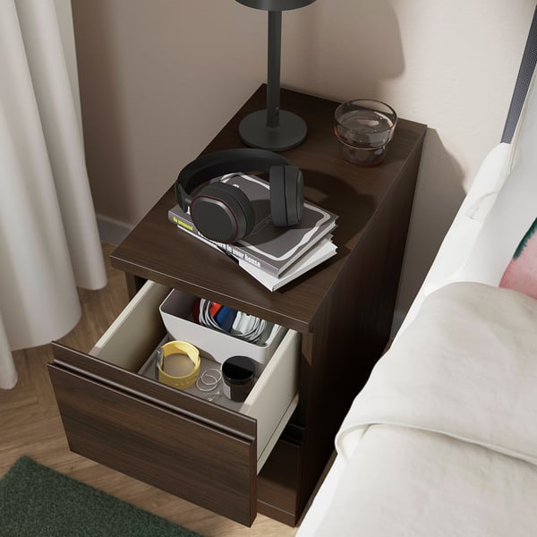 STORKLINTA Chest of 2 drawers, dark brown oak effect, 30x50x53 cm