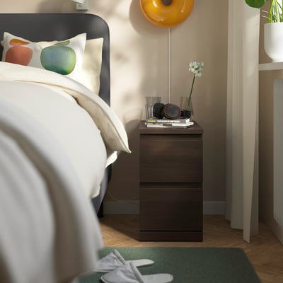 STORKLINTA Chest of 2 drawers, dark brown oak effect, 30x50x53 cm