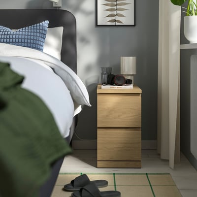 STORKLINTA Chest of 2 drawers, oak effect, 30x50x53 cm