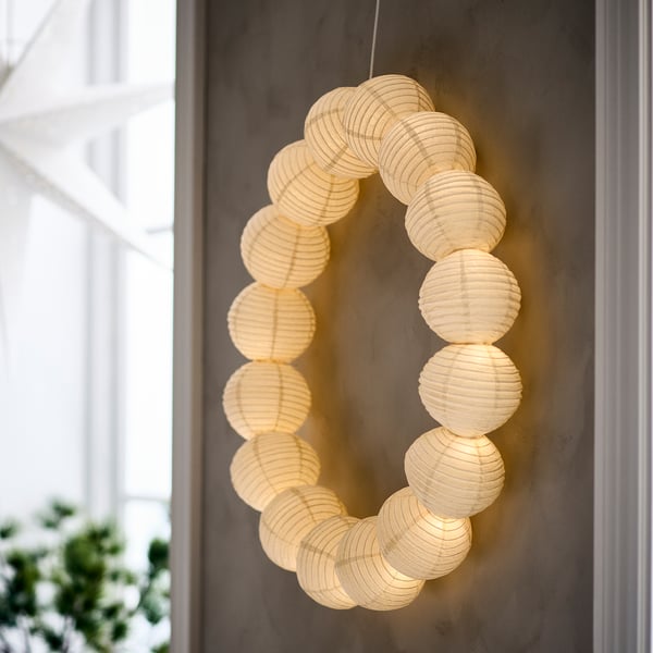 STRÅLA LED decorative pendant lamp, ball circle/white