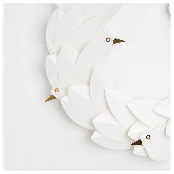 STRÅLA LED wreath, battery-operated/doves white