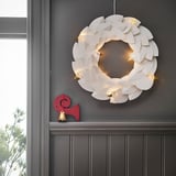 STRÅLA LED wreath, battery-operated/doves white