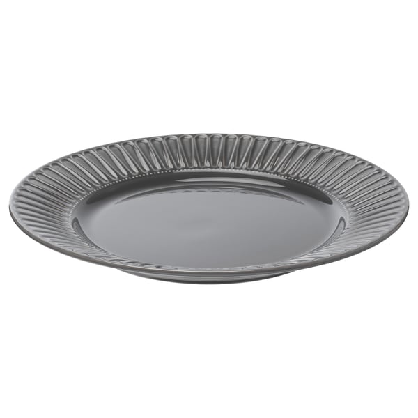 STRIMMIG Plate, stoneware grey, 27 cm