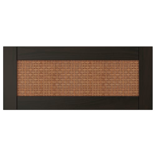 Decorative panel, STUDSVIKEN in dark brown, natural woven centre, rectangular shape.