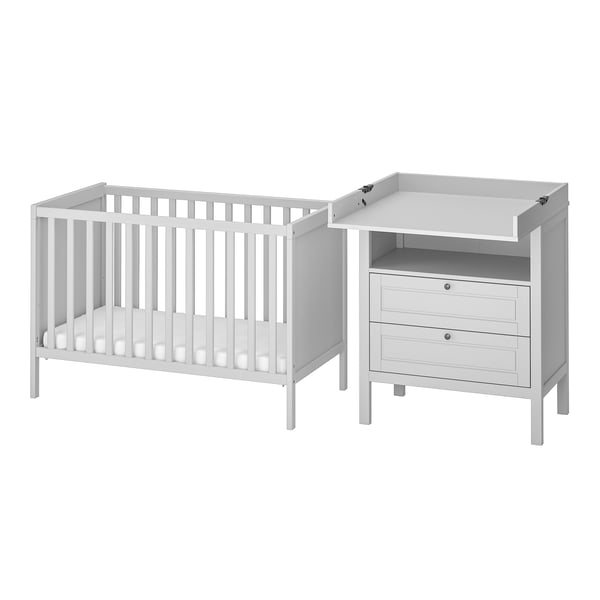 SUNDVIK 2piece baby furniture set, grey, 60x120 cm IKEA