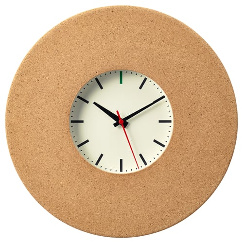 SVARTGÖK Wall clock, cork, 38 cm