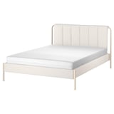 TÄLLÅSEN Upholstered bed frame with mattress, Kulsta light beige/Åkrehamn firm, 150x200 cm