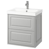 TÄNNFORSEN / ORRSJÖN Wash-stnd w drawers/wash-basin/tap, light grey, 62x49x69 cm