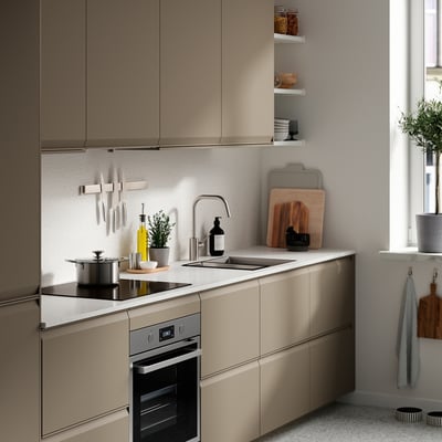 TÄRNHULT Custom made wall panel, off-white lively/mineral effect glass composite, 1 m²x2.0 cm