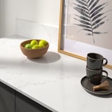 TÄRNHULT Custom made wall panel, white/grey marble effect/glass composite, 1 m²x2.0 cm