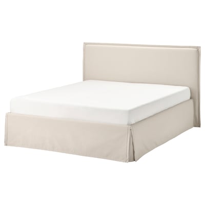 TÄRNKULLEN Upholstered bed frame, Vissle beige, 180x200 cm