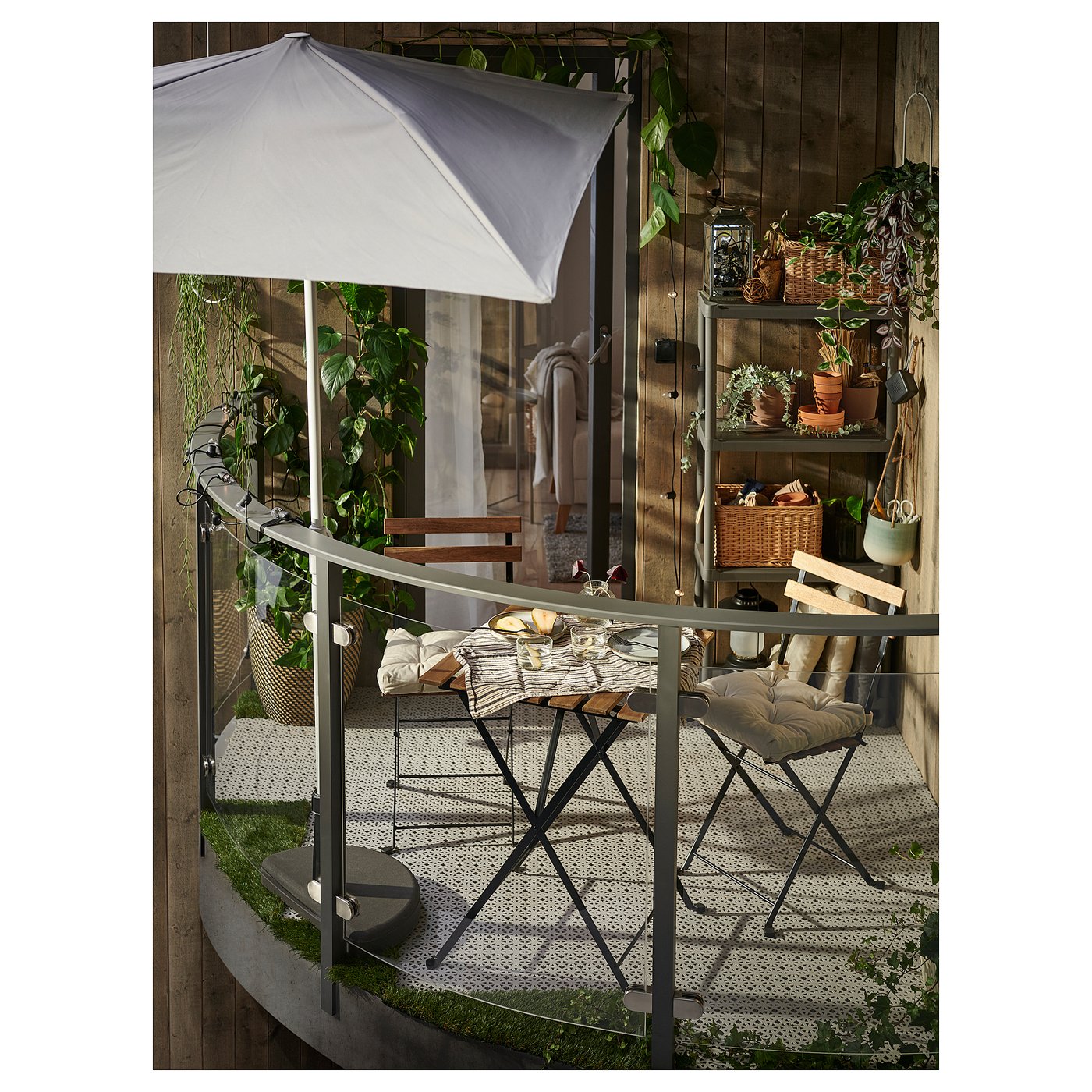 TÄRNÖ table+2 chairs, outdoor, black/light brown stained - IKEA