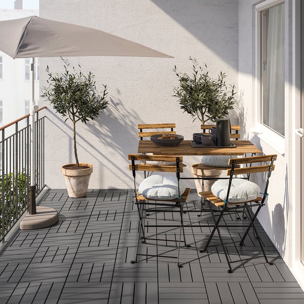 TÄRNÖ Table+4 chairs, outdoor, black/light brown stained