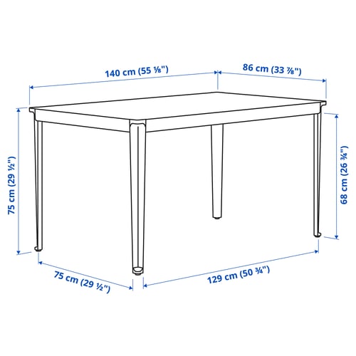 TEGELÖN Table, outdoor, dark grey/black, 140x86 cm
