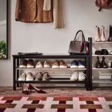 TJUSIG Bench with shoe storage, black, 108x34x50 cm