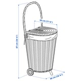 TOLKNING Laundry basket with wheels, handmade Willow, 31 l