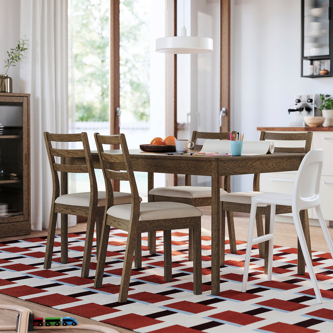 TONSTAD chair, brown oak effect/Fridtuna light beige - IKEA