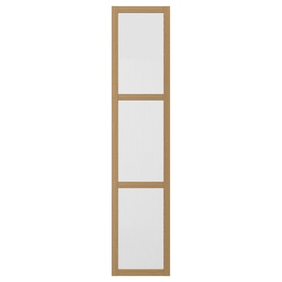 TONSTAD Door with hinges, oak veneer/glass, 50x229 cm