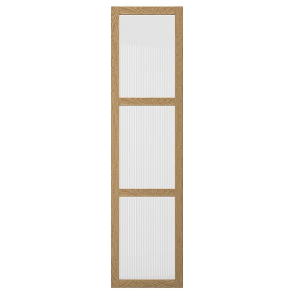 TONSTAD Door with hinges, oak veneer/glass, 50x195 cm