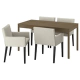 TONSTAD / MÅRENÄS Table and 4 chairs, brown oak veneer/Gunnared beige black, 150x80 cm