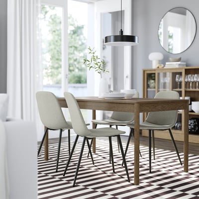 TONSTAD / NORDMANSSKÄR Table and 4 chairs, brown stained oak veneer/Tonerud grey black, 150x80 cm