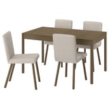 TONSTAD / TONSTAD Table and 4 chairs, brown oak veneer/Fridtuna light beige brown oak effect, 140/196x85 cm