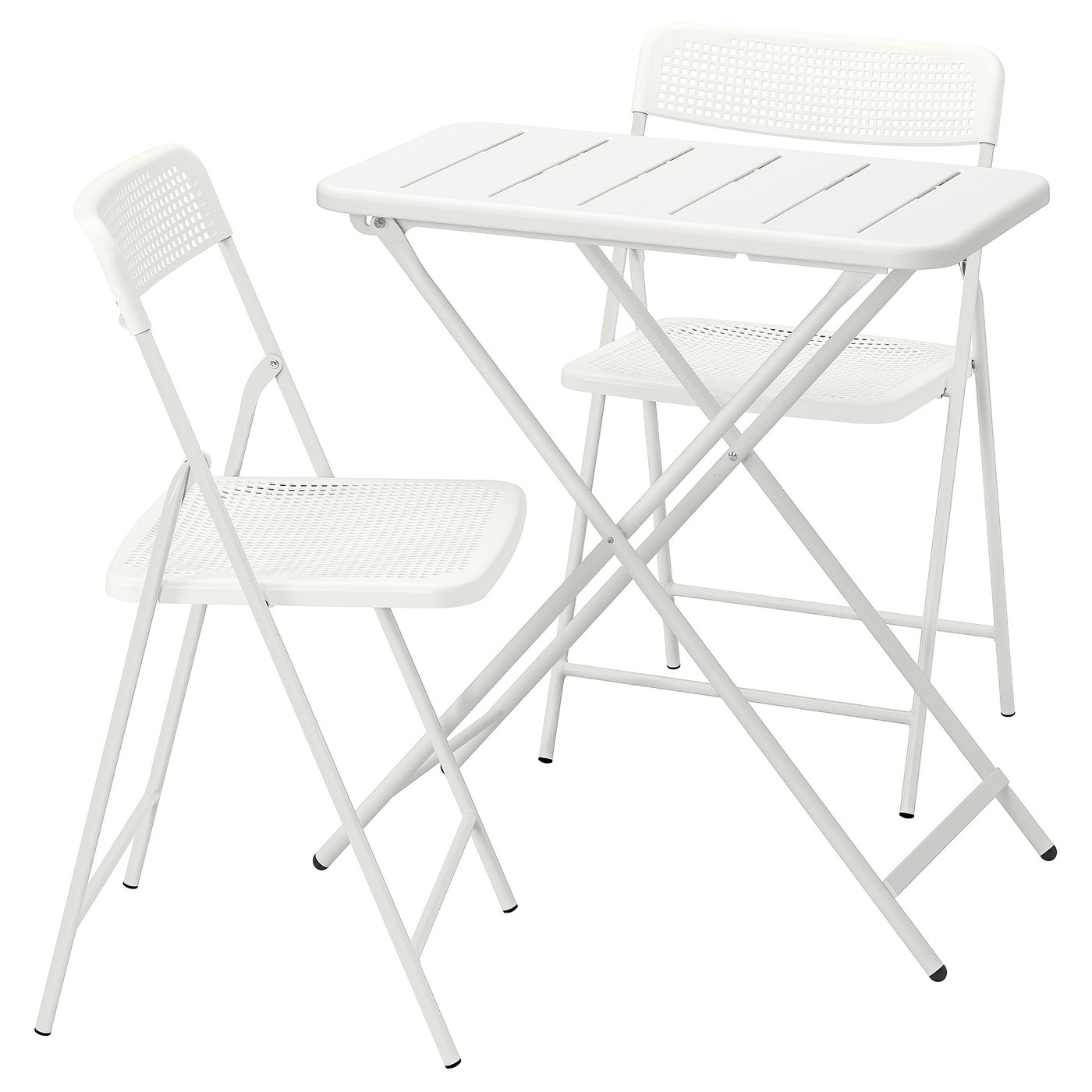 TORPARÖ table and 2 folding chairs, outdoor, foldable white/white