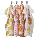 TORVFLY Tea towel, patterned/orange, 45x60 cm