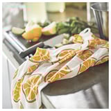 TORVFLY Tea towel, patterned/orange, 45x60 cm