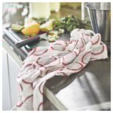TORVFLY Tea towel, patterned/orange, 45x60 cm