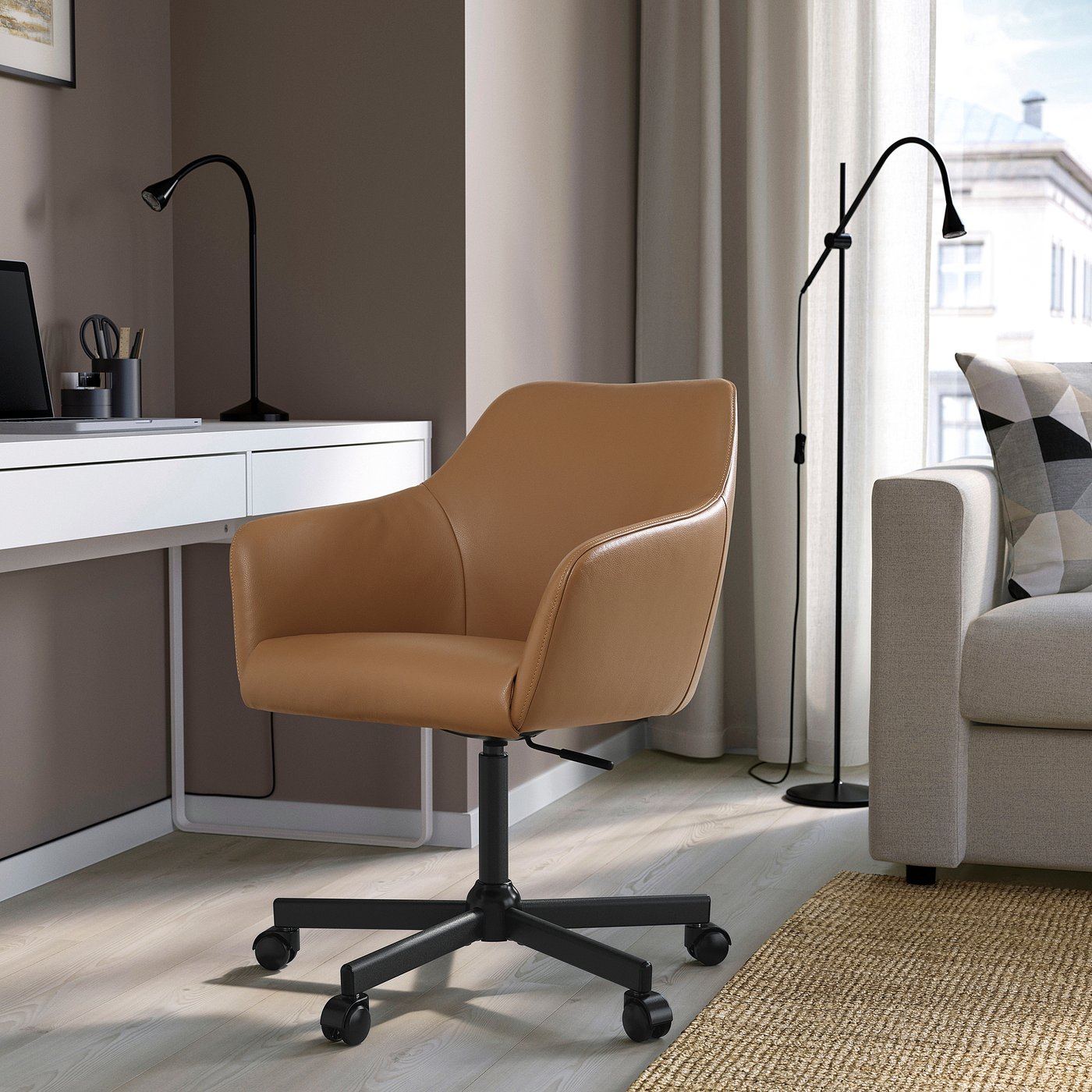 TOSSBERG / MALSKÄR swivel chair, Grann light brown/black - IKEA