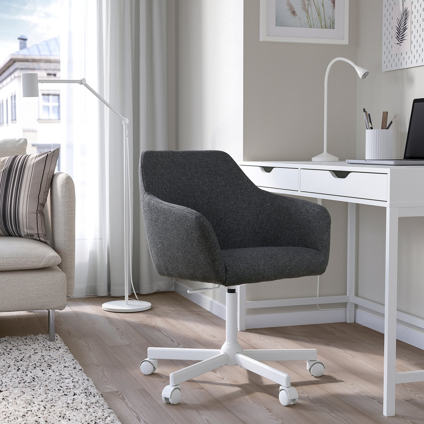 TOSSBERG / MALSKÄR swivel chair, Gunnared dark grey/white - IKEA