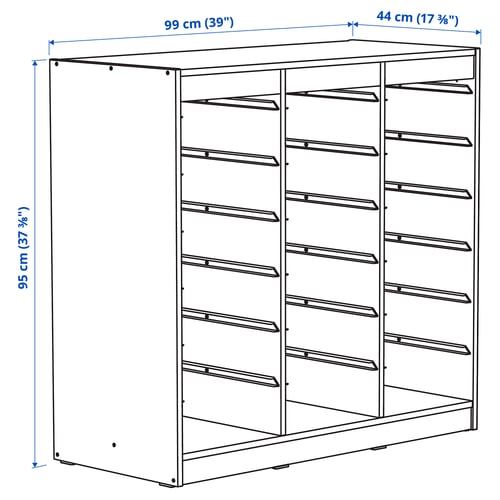 Illustration with measurements for the product: TROFAST.