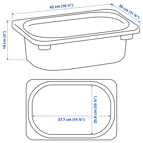 Illustration with measurements for the product: TROFAST.