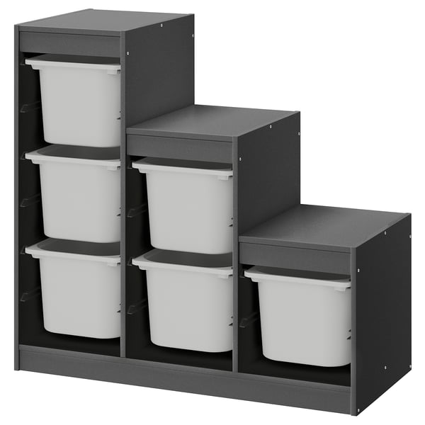 TROFAST Storage combination, grey/grey, 99x44x95 cm