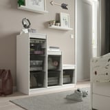 TROFAST Storage combination with boxes/tray, white grey/dark grey, 99x44x95 cm