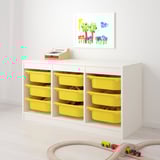 TROFAST Storage combination with boxes, white/yellow, 99x44x56 cm