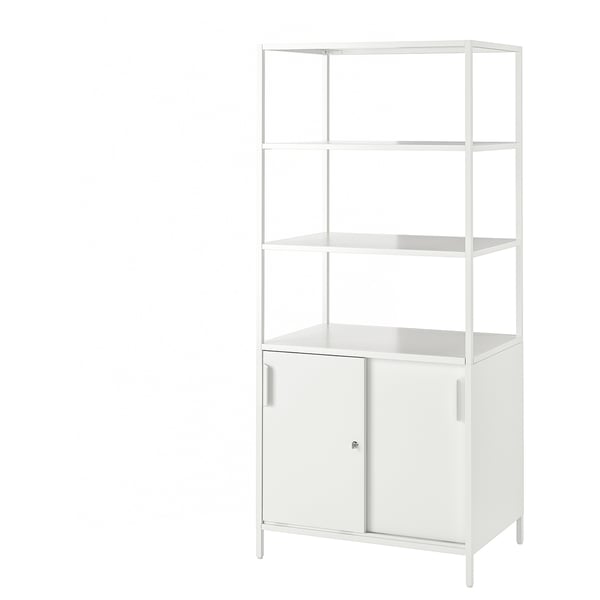 TROTTEN Cabinet with sliding doors, white, 80x55x180 cm