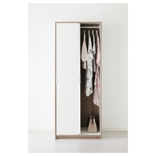 trysil wardrobe white mirror glass 79x61x202 cm ikea