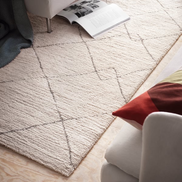 TVERSTED Rug, low pile, beige, 133x195 cm