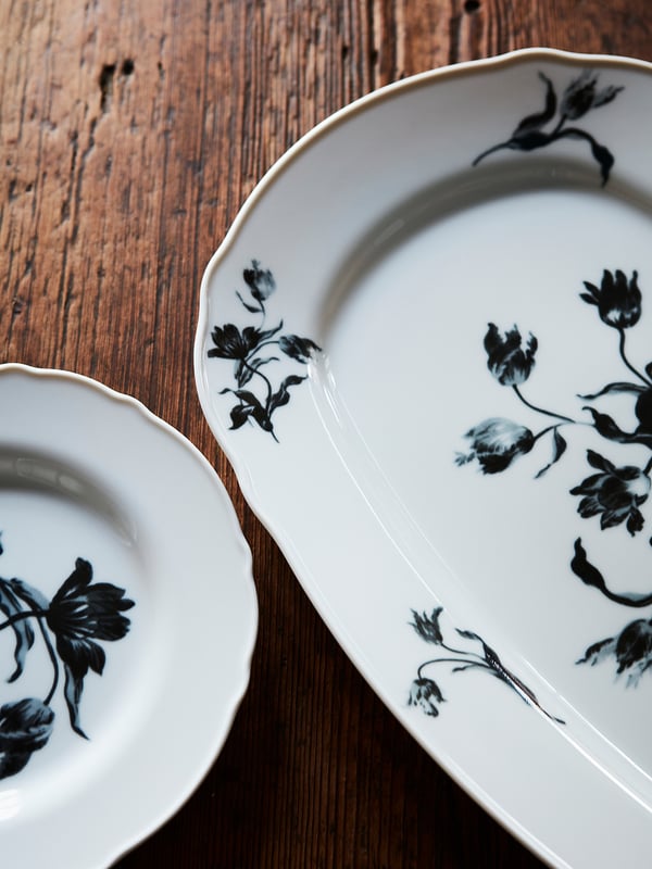 UPPLAGA Serving plate, white/patterned, 44x30 cm IKEA