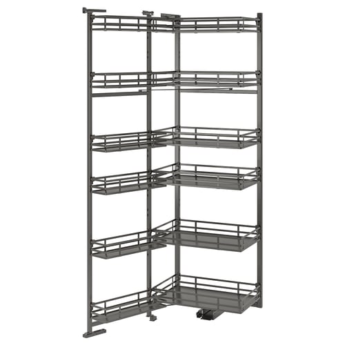 UTRUSTA storage shelves, grey, metal, comes with 6 baskets, suitable for kitchen, organised storage.