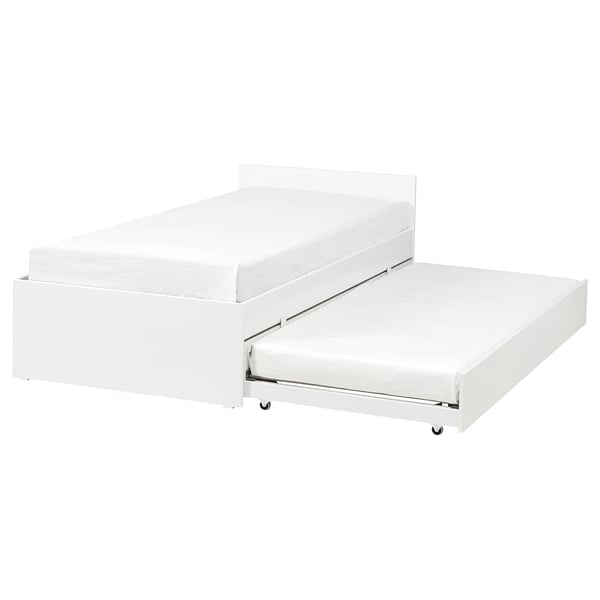 VIHALS Bed frame with 1 trundle bed, white/Luröy, 90x200 cm