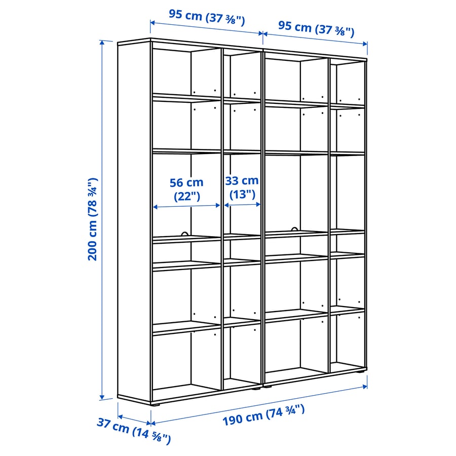 VIHALS shelving combination, white, 190x37x200 cm IKEA